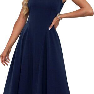 Women's Sleeveless Cocktail Party Dress 2025 Wedding Guest Vintage A Line Midi D